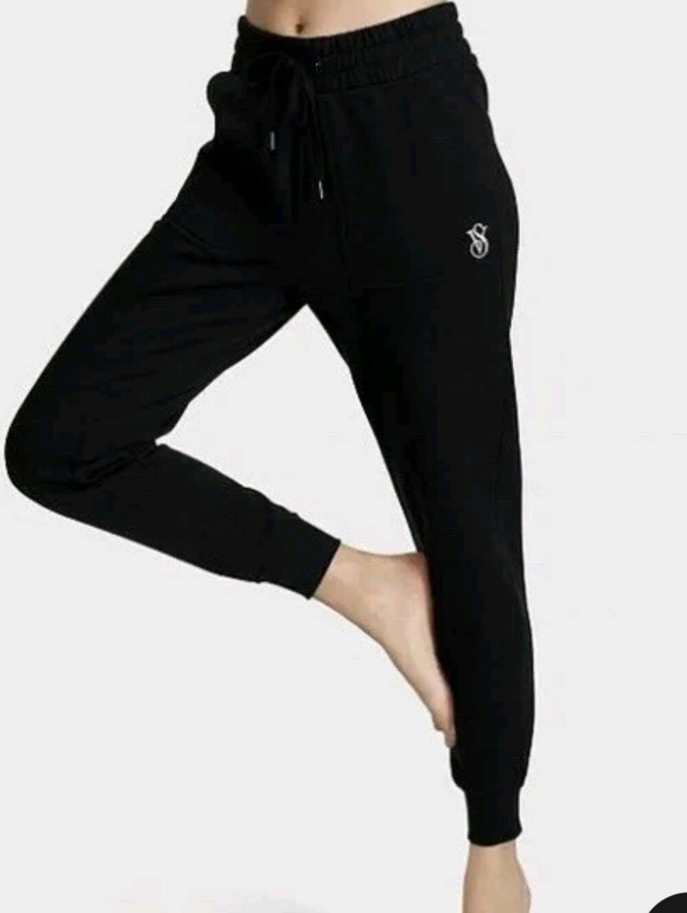 VICTORIA'S SECRET - Cotton Fleece Tracksuit Pants - BLACK - M